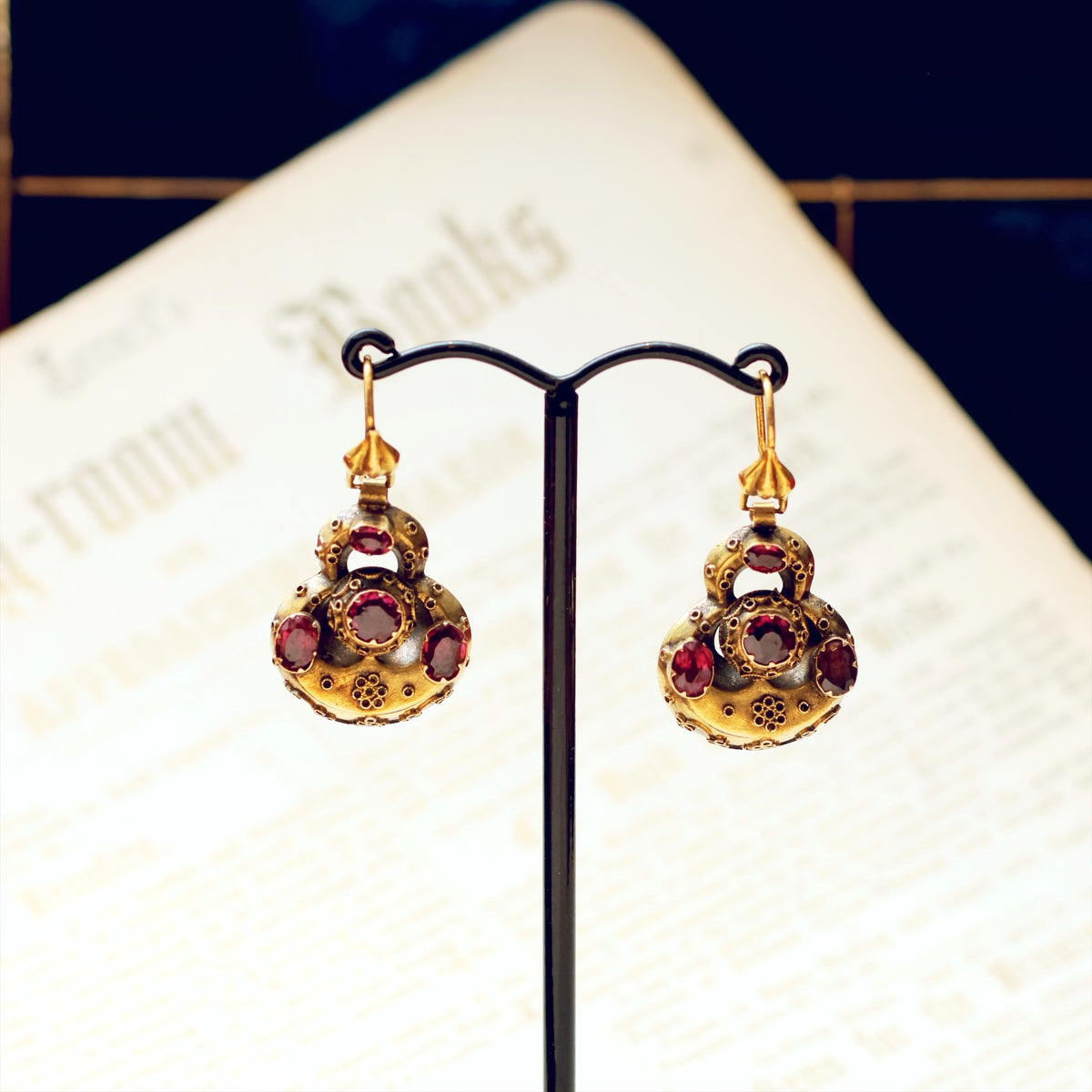 Historic Inspiration Etruscan Revival Garnet Earrings