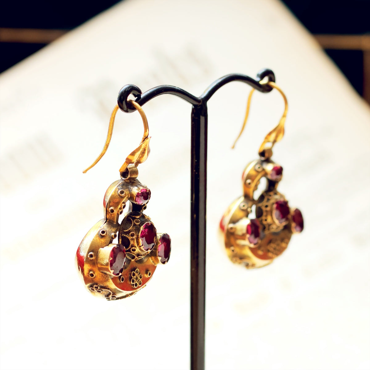 Historic Inspiration Etruscan Revival Garnet Earrings