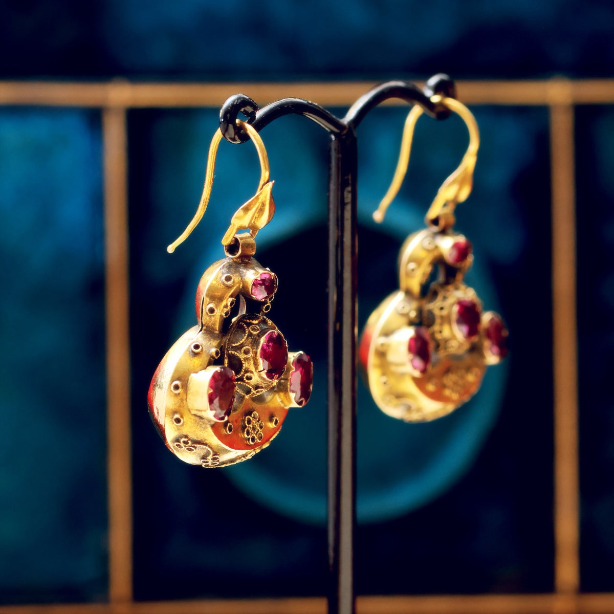 Historic Inspiration Etruscan Revival Garnet Earrings