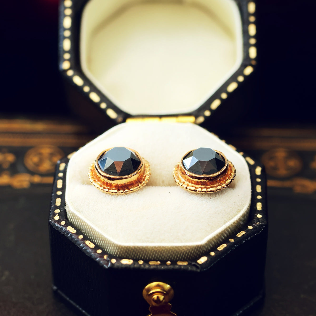 A Cute Pair of Vintage Faceted Haematite Stud Earrings