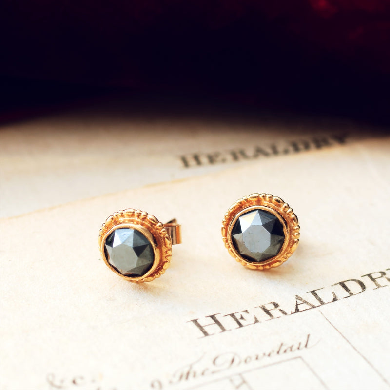 Vintage Faceted Haematite Stud Earrings