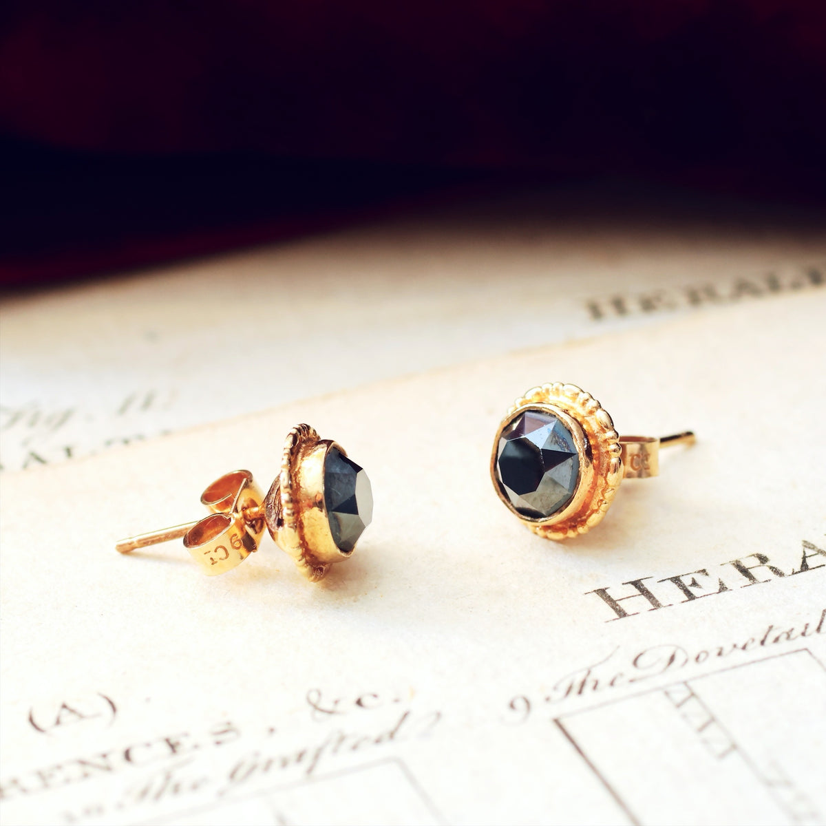 A Cute Pair of Vintage Faceted Haematite Stud Earrings