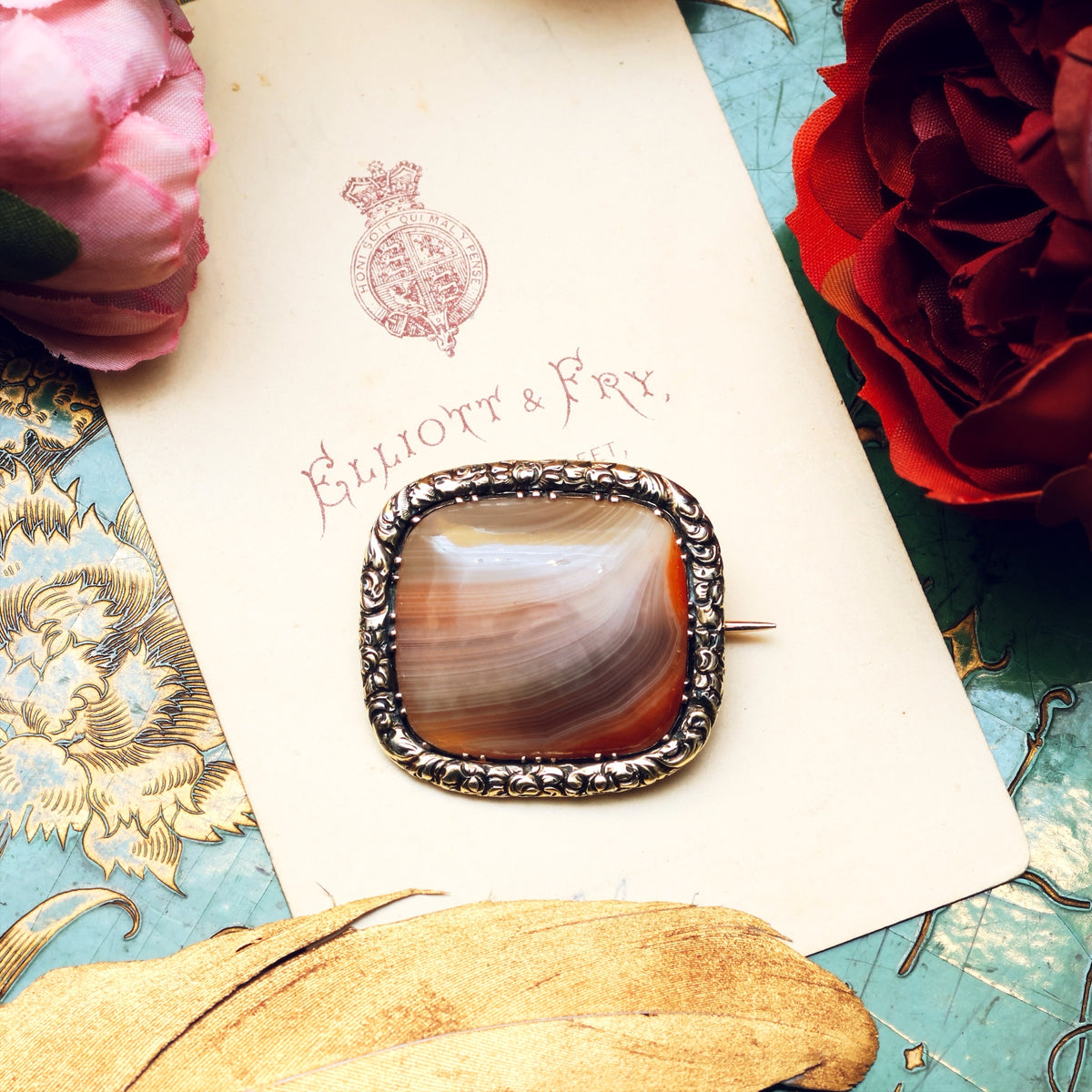 Antique Georgian Scottish Agate Specimen Brooch