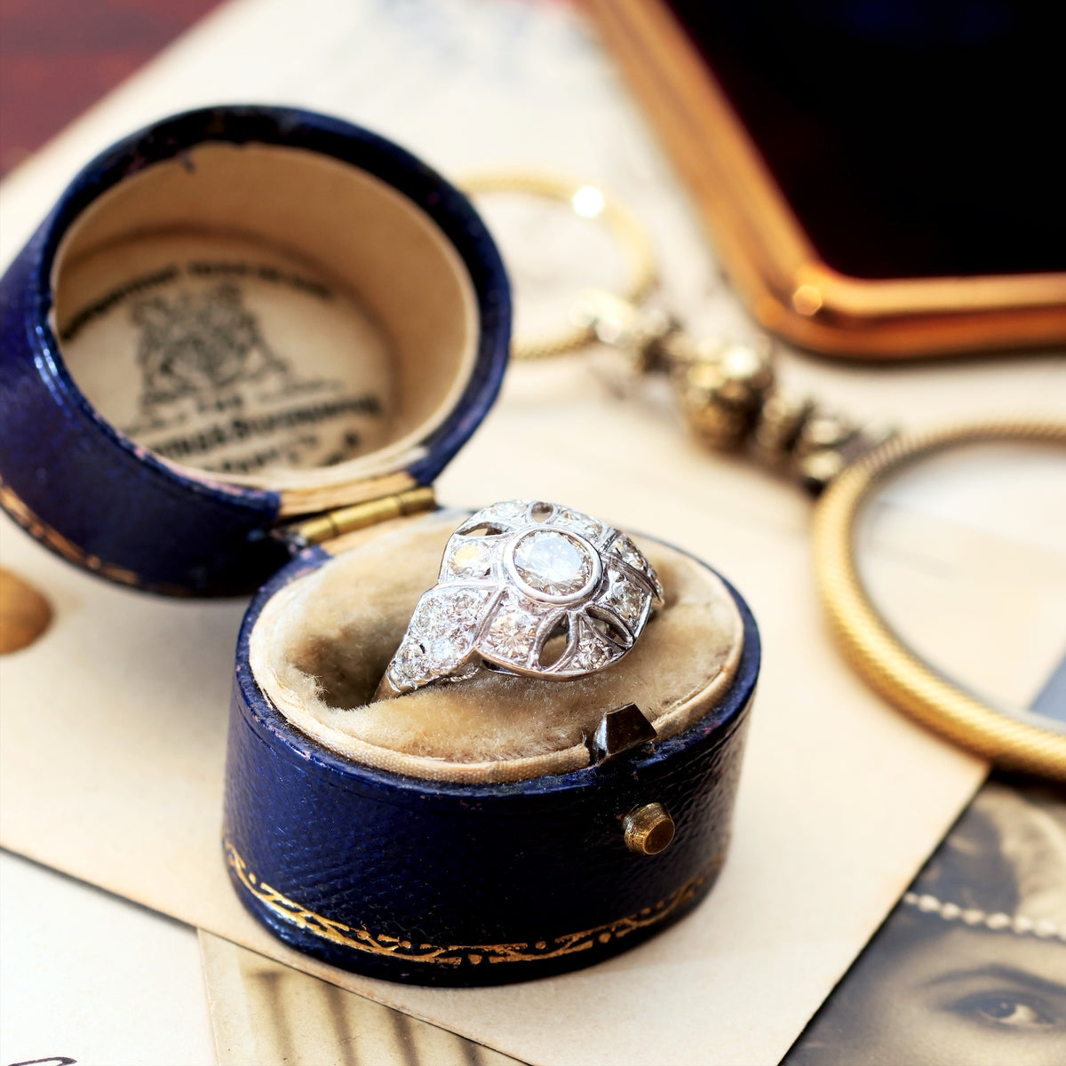 Vintage Art Deco Diamond Boule Cocktail Ring