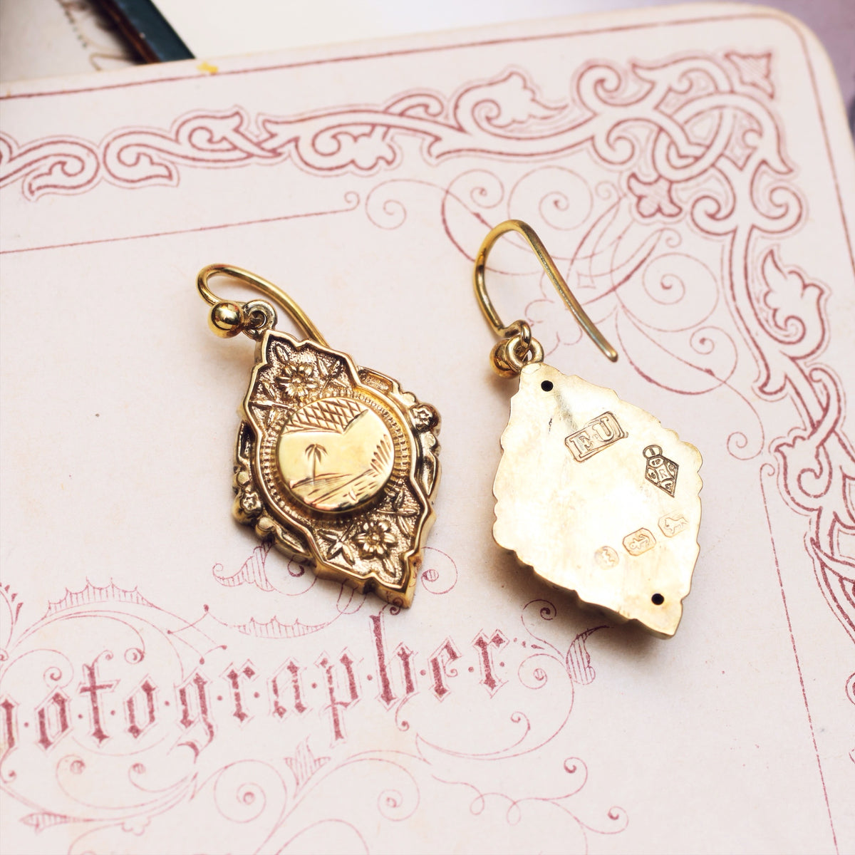 Date 1880 Silver Gilt Aesthetic Movement Earrings