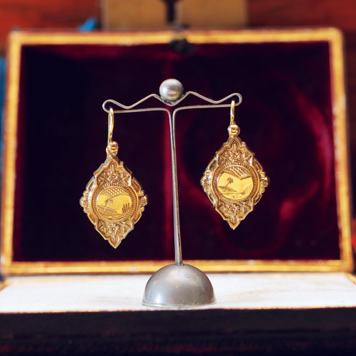 Date 1880 Silver Gilt Aesthetic Movement Earrings