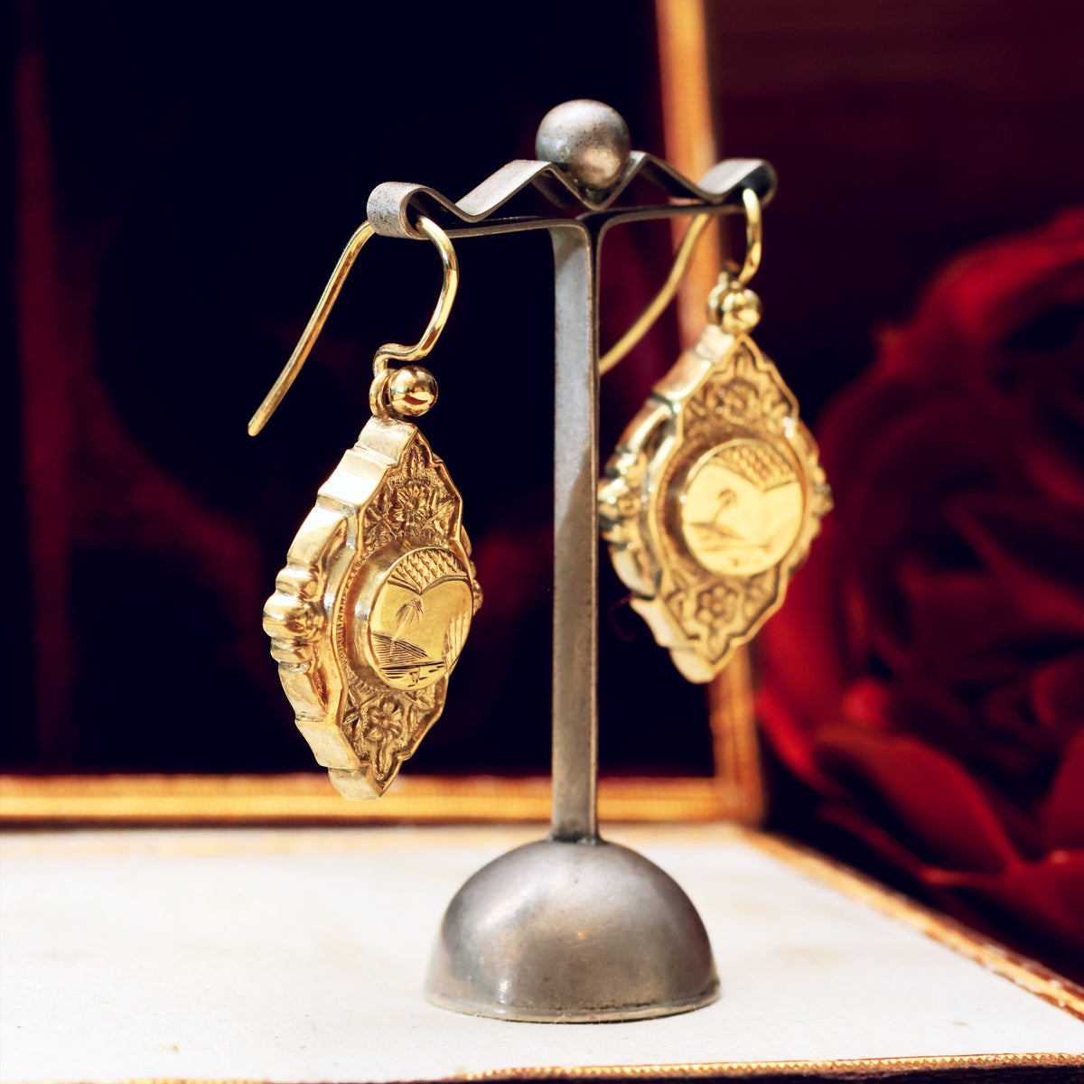 Date 1880 Silver Gilt Aesthetic Movement Earrings