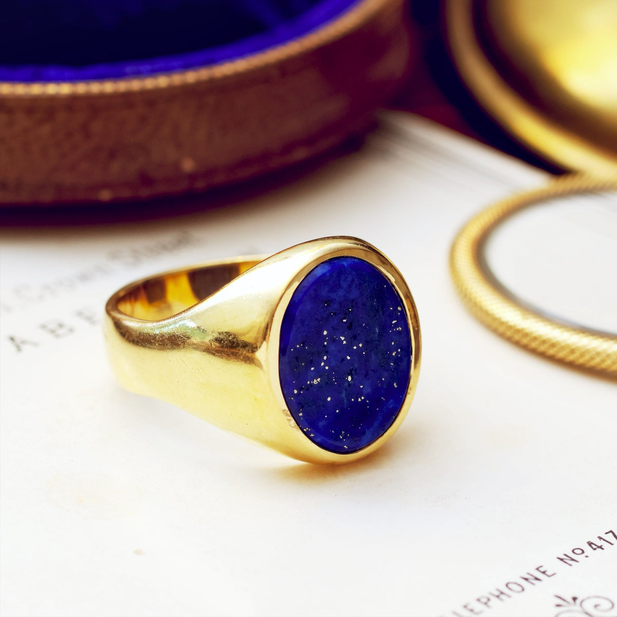 18ct Gold Lapis Lazuli Signet Ring