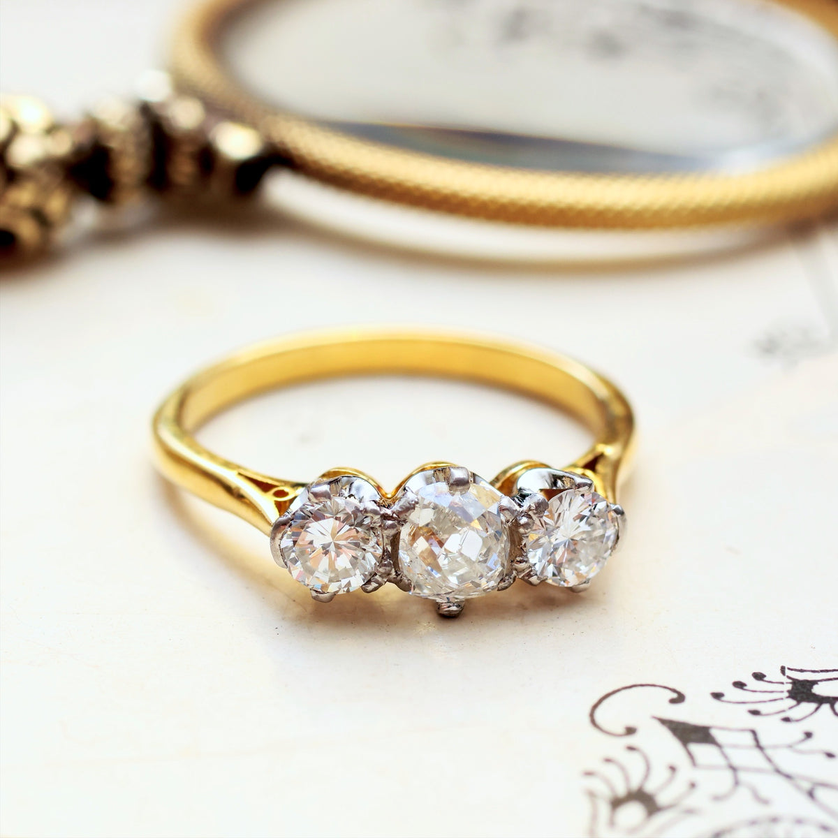 Vintage Diamond Trilogy Engagement Ring