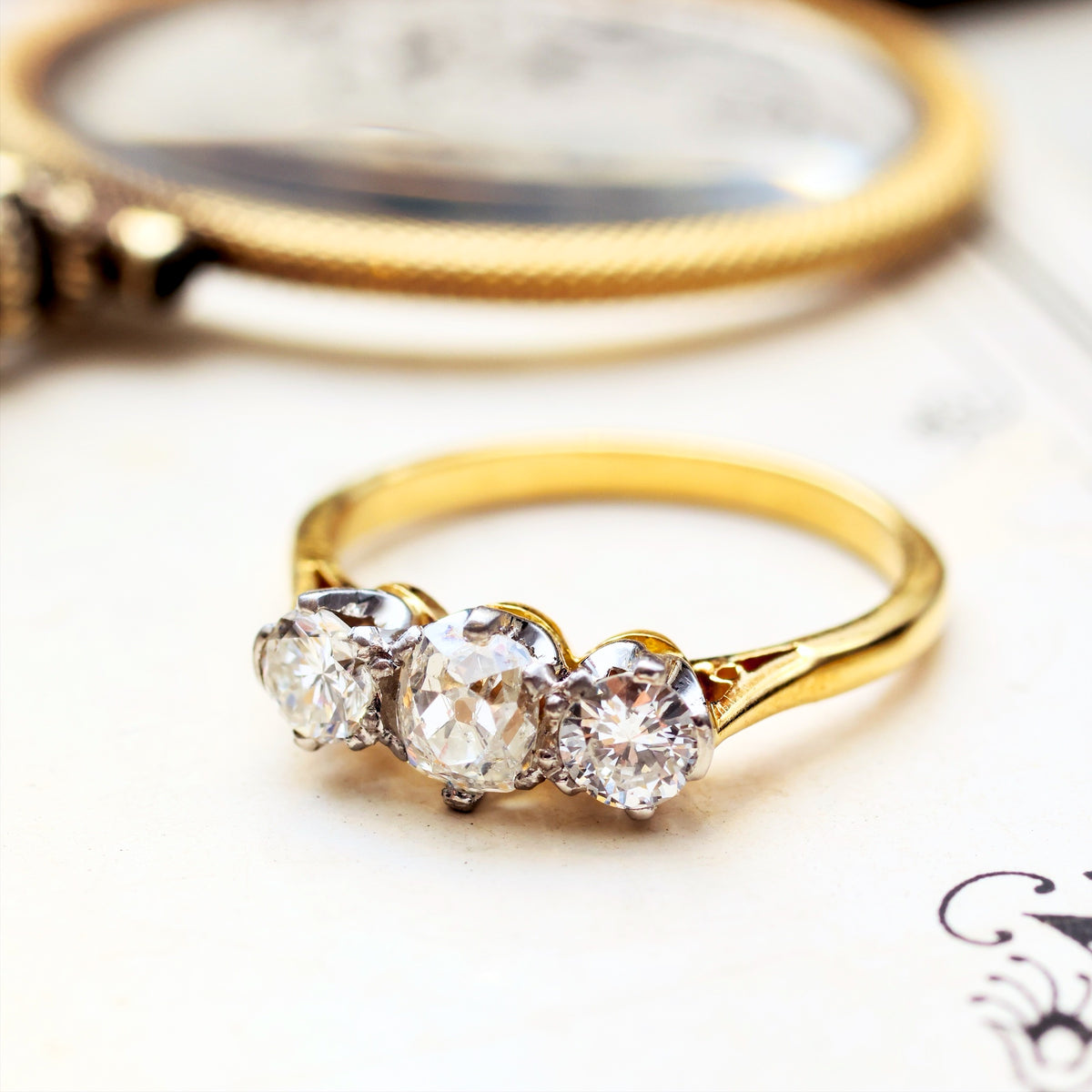 Oh Happy Love! Vintage Diamond Trilogy Engagement Ring