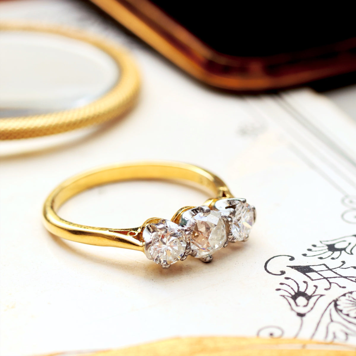 Oh Happy Love! Vintage Diamond Trilogy Engagement Ring