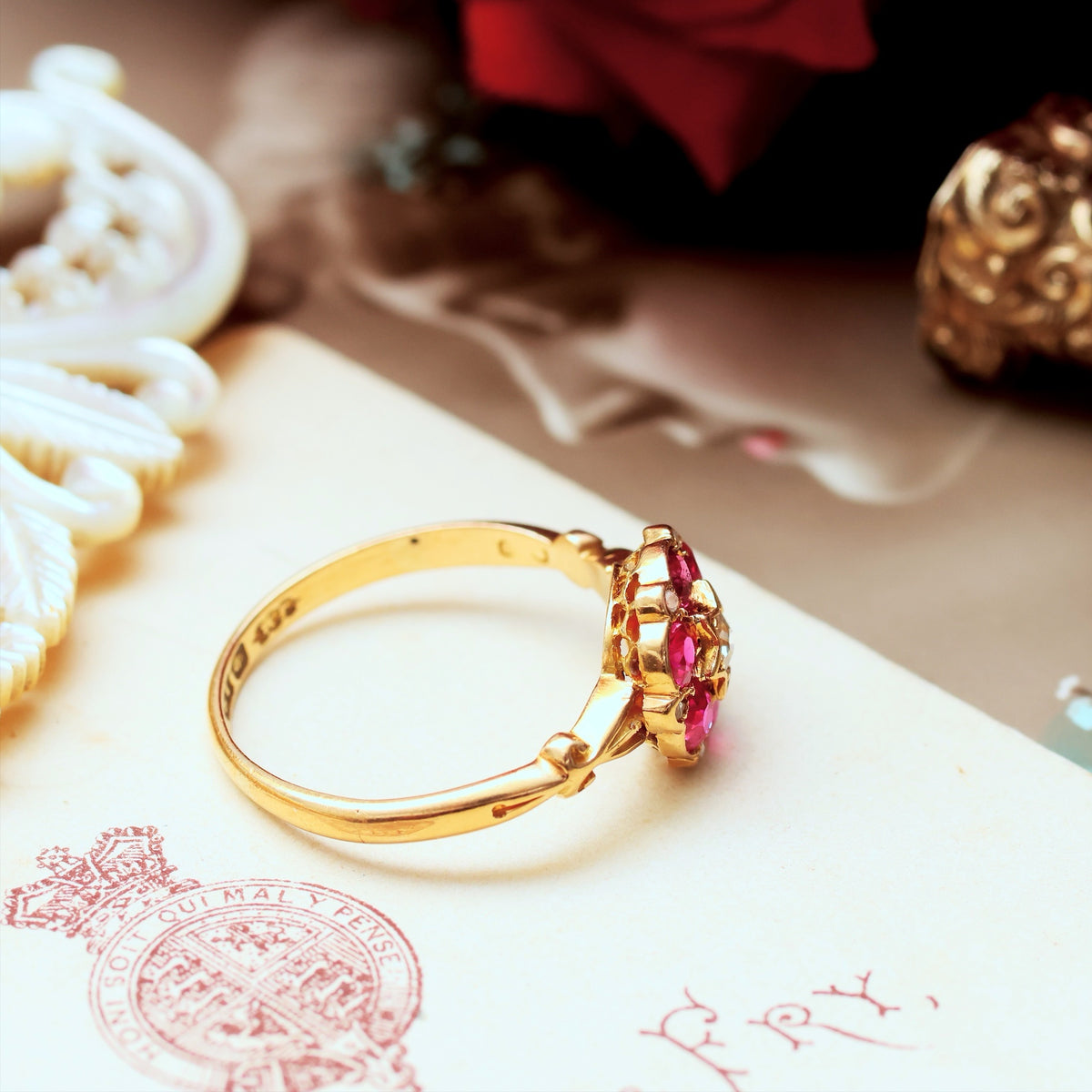 Antique Date 1910 Ruby & Diamond Engagement Ring