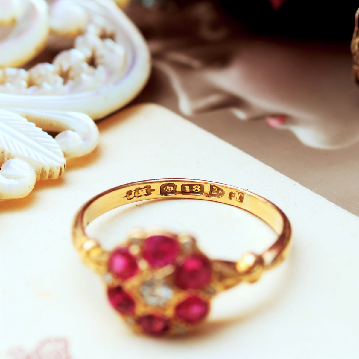 Antique Date 1910 Ruby & Diamond Engagement Ring