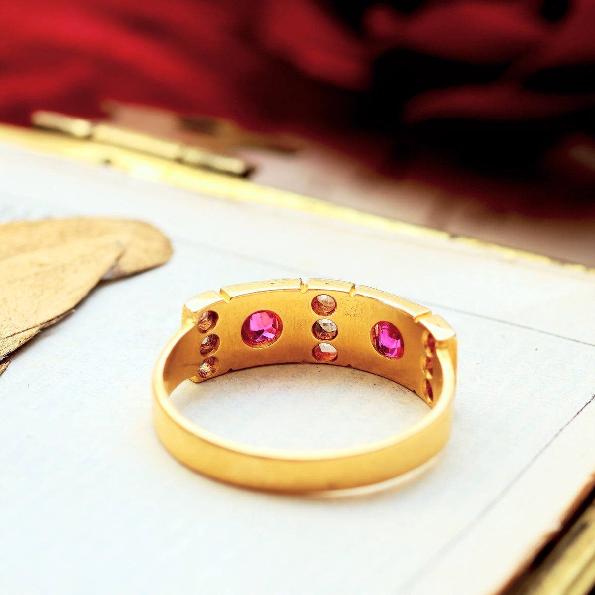 Date 1876 Historical Revival Ruby & Diamond Band Ring