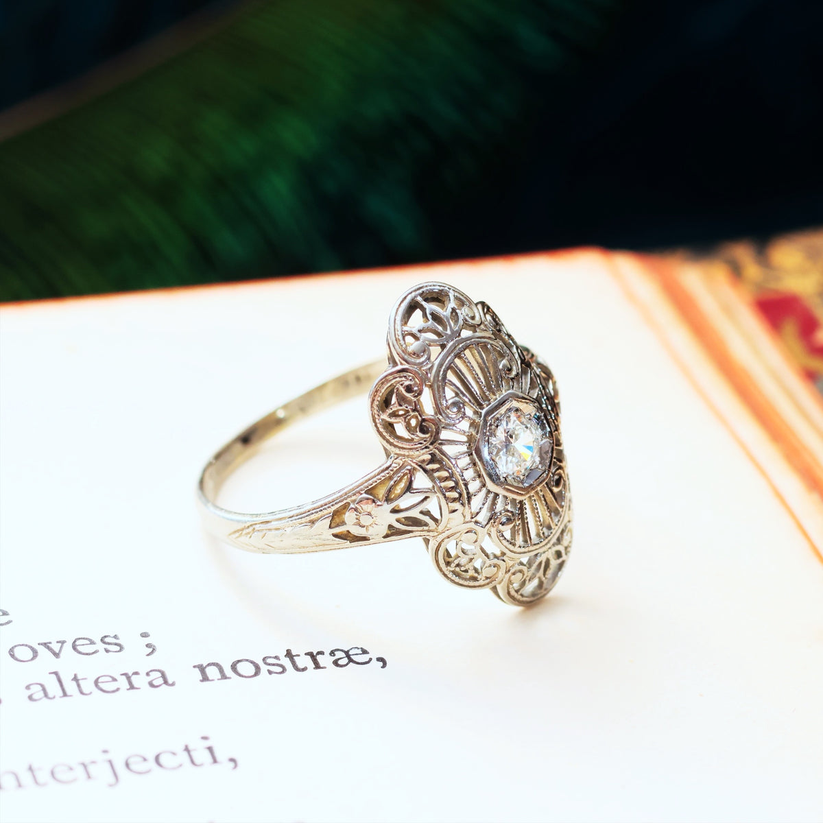 Romantic Blossom Art Deco Filigree Diamond Ring