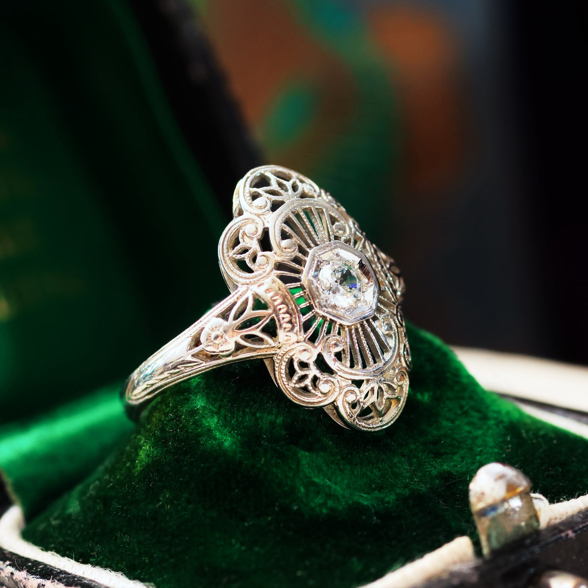 Romantic Blossom Art Deco Filigree Diamond Ring