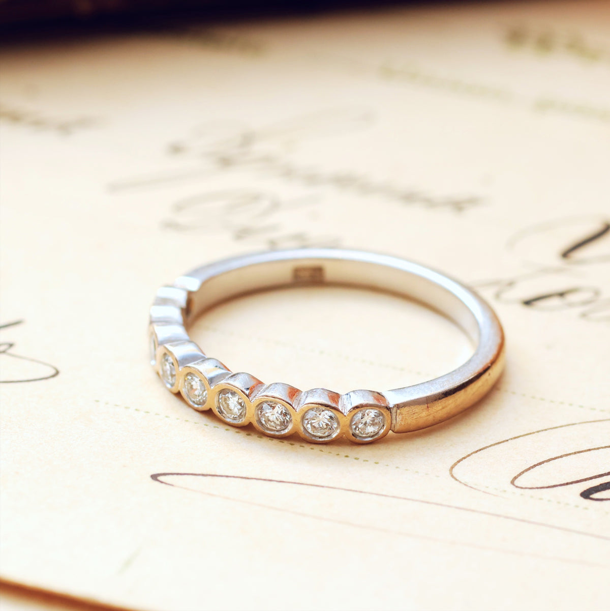 Vintage White Gold & Diamond Half Eternity Ring