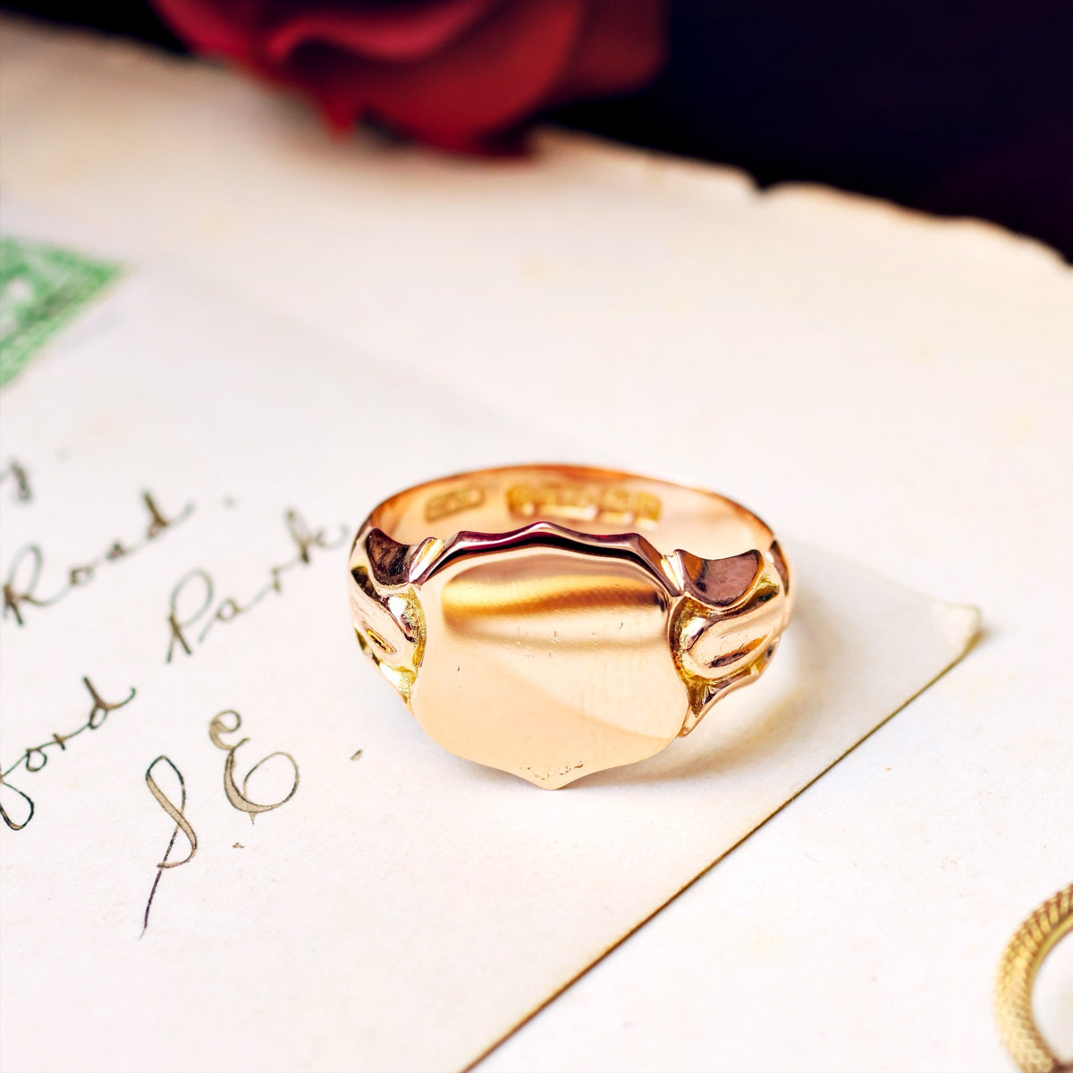 Antique Date 1916 Rose Gold Men's Signet Ring