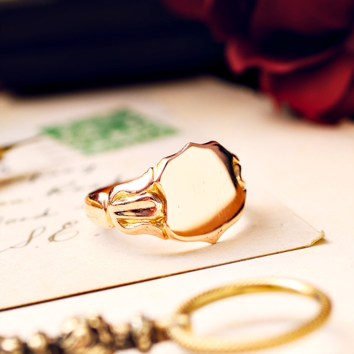 Antique Date 1916 Rose Gold Men's Signet Ring