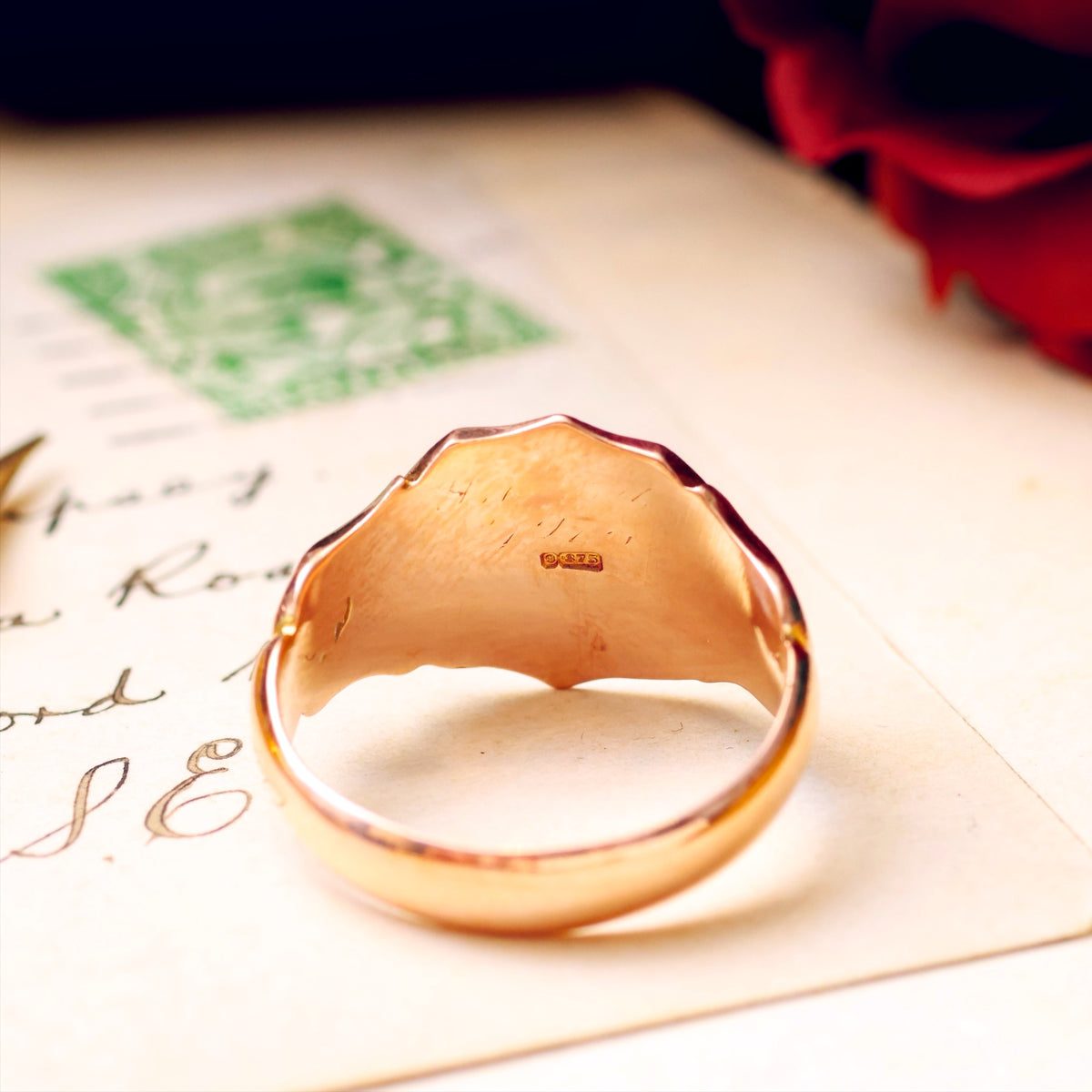 Antique Date 1916 Rose Gold Men's Signet Ring