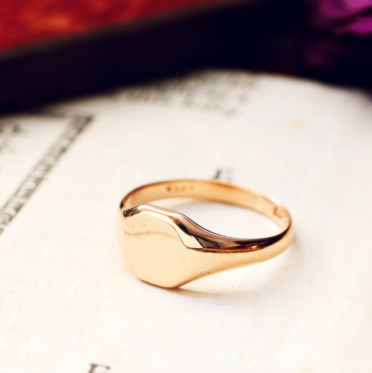 Vintage Date 1930 Rose Gold Signet Ring