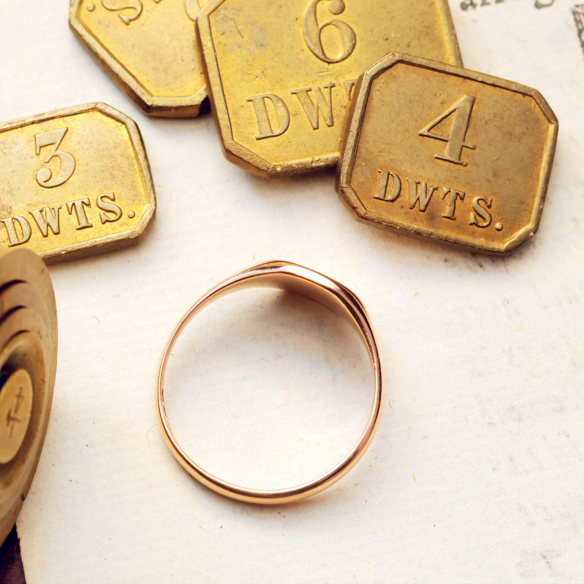 Vintage Date 1930 Rose Gold Signet Ring