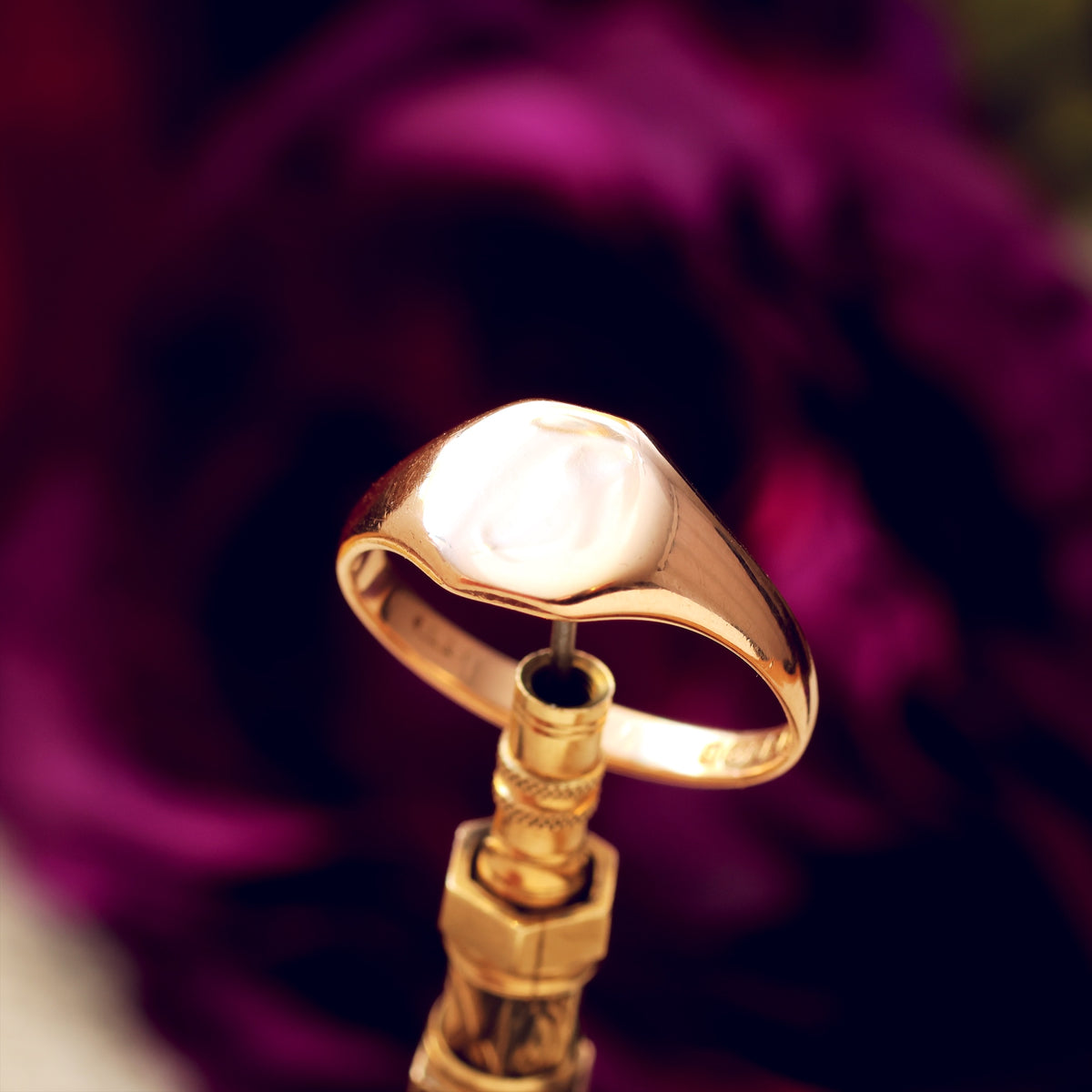 Vintage Date 1930 Rose Gold Signet Ring