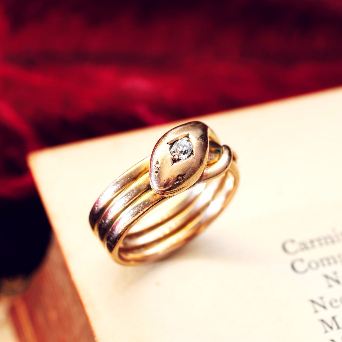 Charming Victorian Coiled Snake Diamond Ring