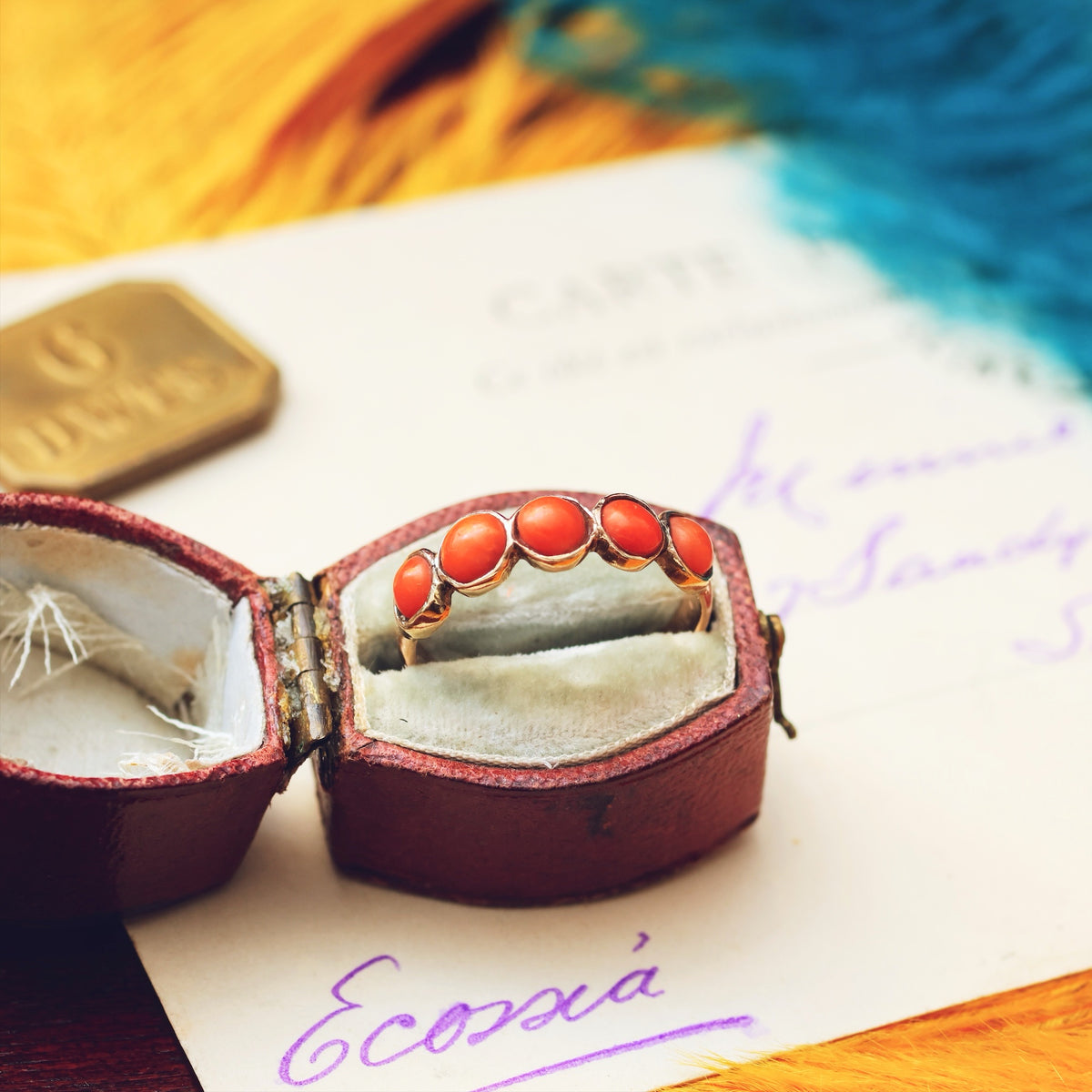 Antique Victorian Mediterranean Coral Band Ring