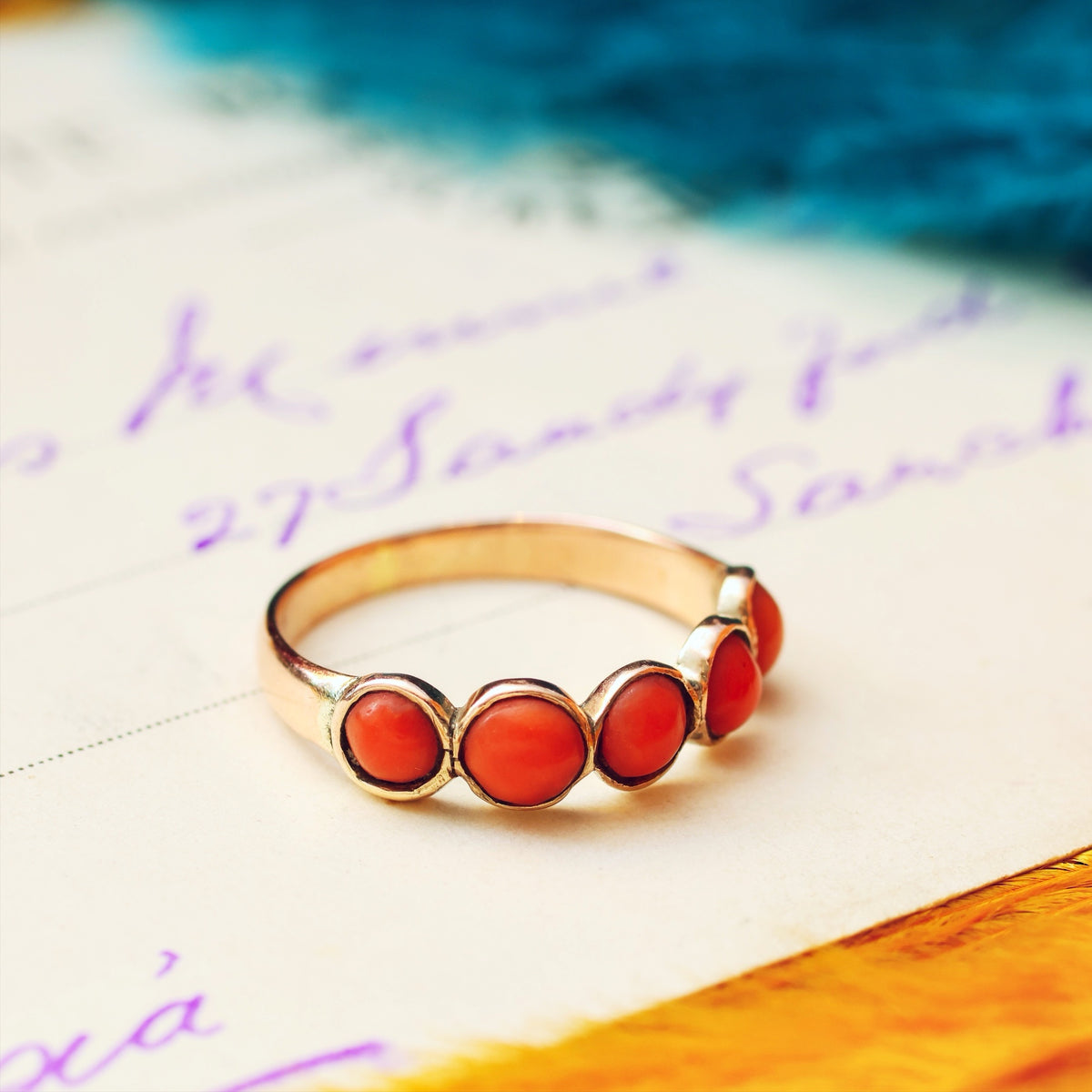 Antique Victorian Mediterranean Coral Band Ring