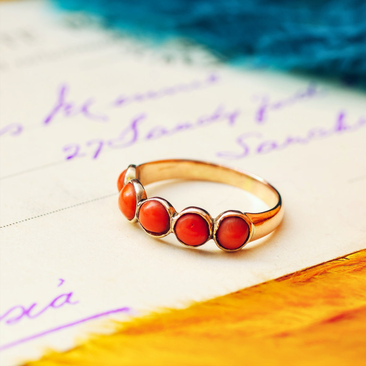 Antique Victorian Mediterranean Coral Band Ring