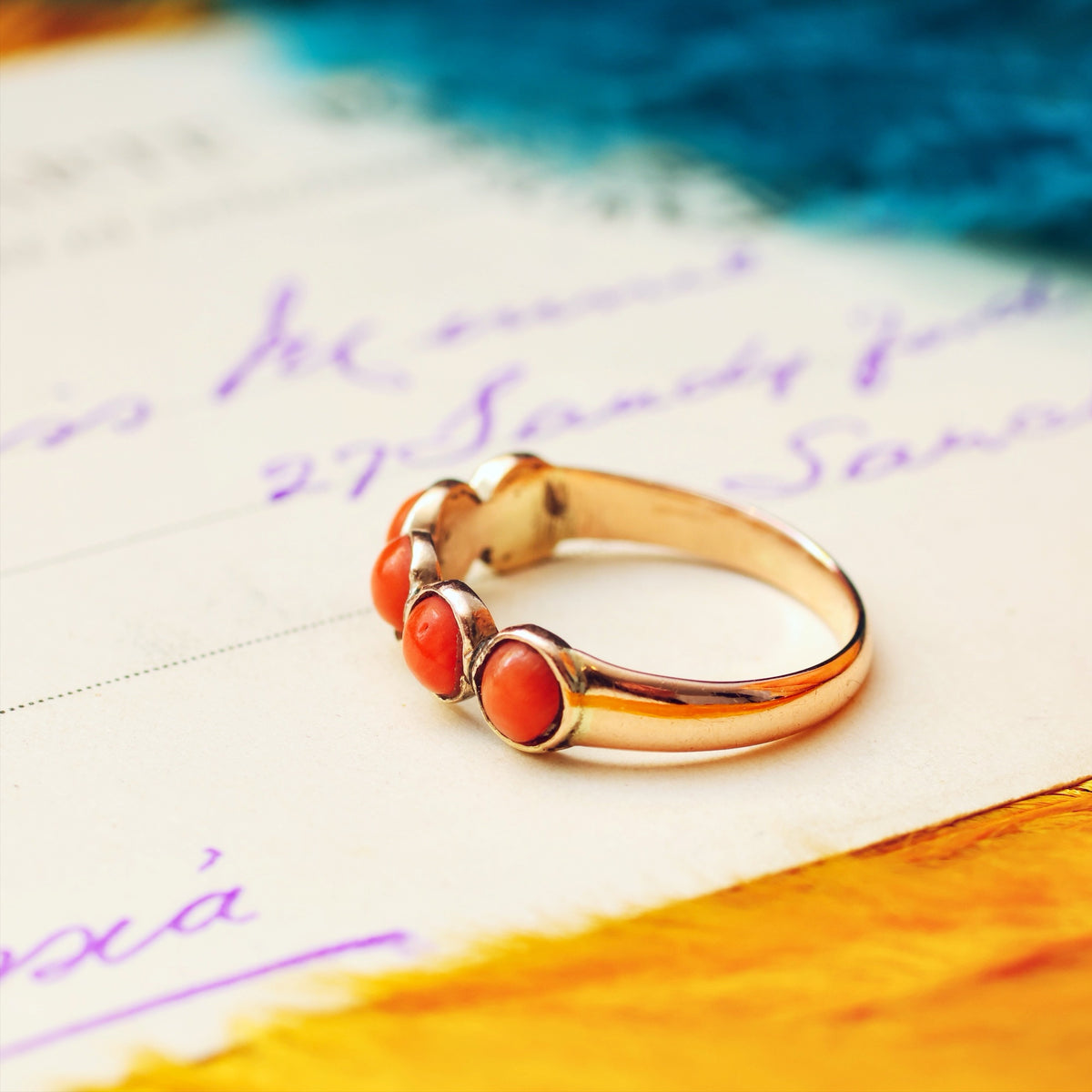 Antique Victorian Mediterranean Coral Band Ring