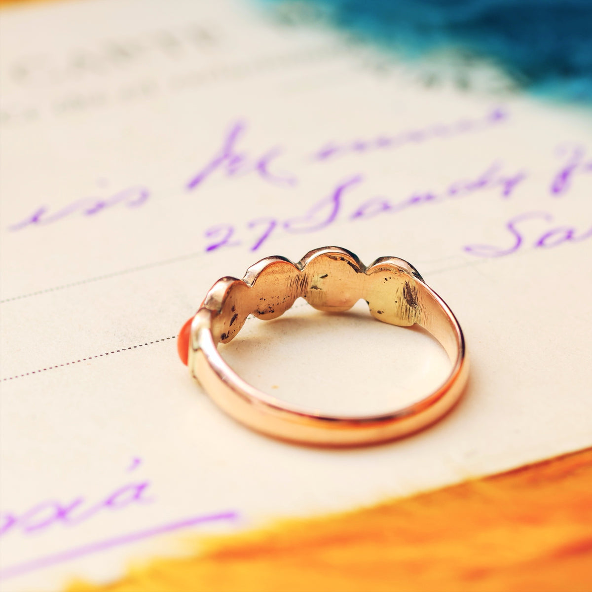 Antique Victorian Mediterranean Coral Band Ring