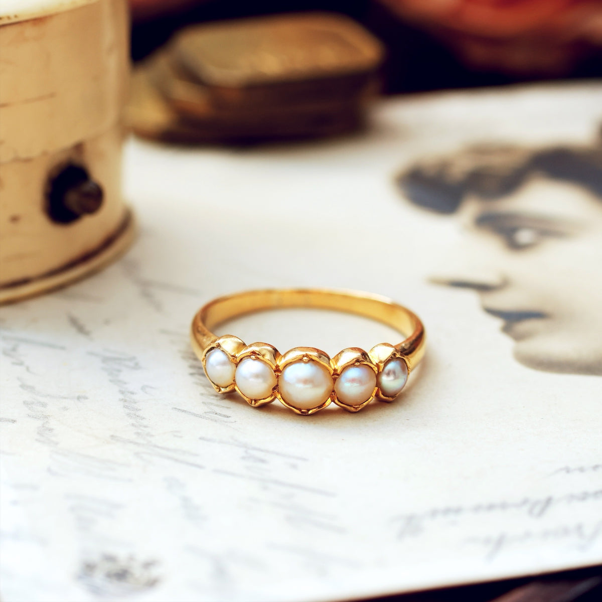 Antique Victorian Natural Pearl Band Ring