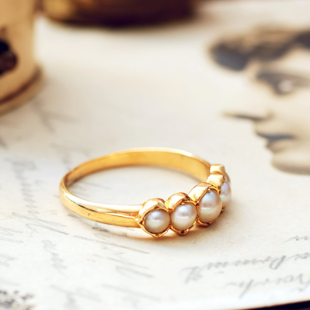 Antique Victorian Natural Pearl Band Ring