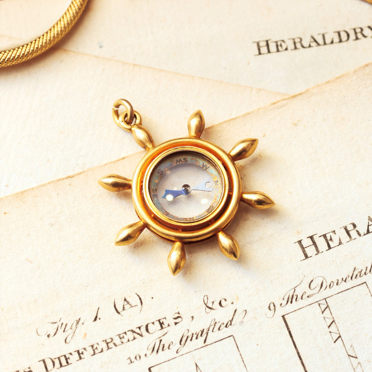 Quirky Antique Victorian 18ct Gold Nautical Compass