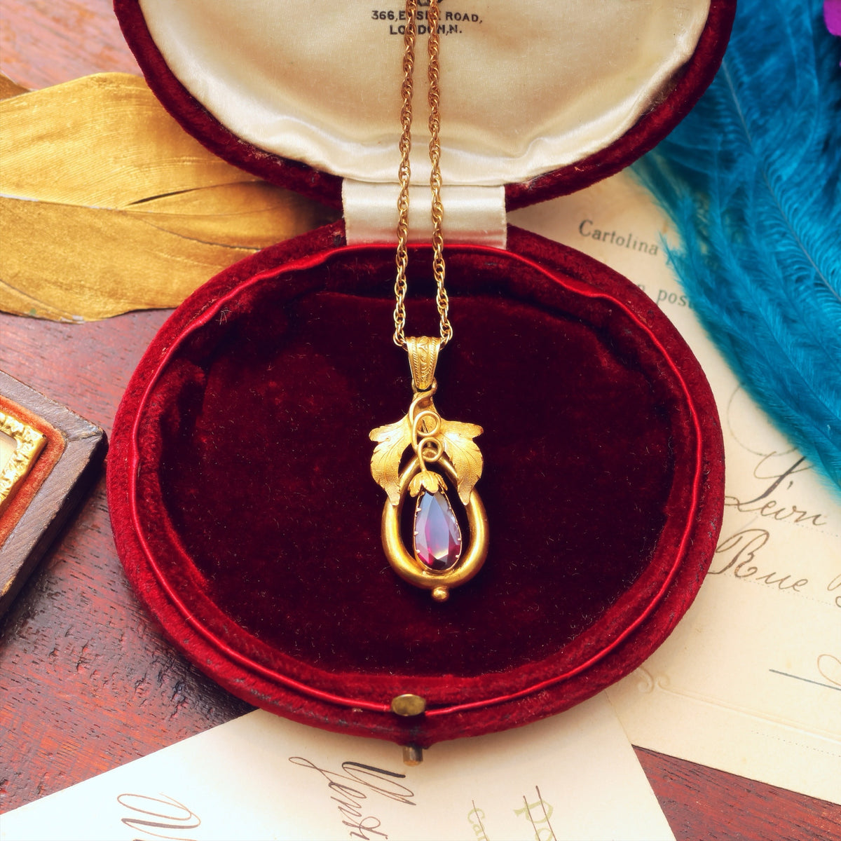 Antique Historical Revival Garnet Locket Pendant