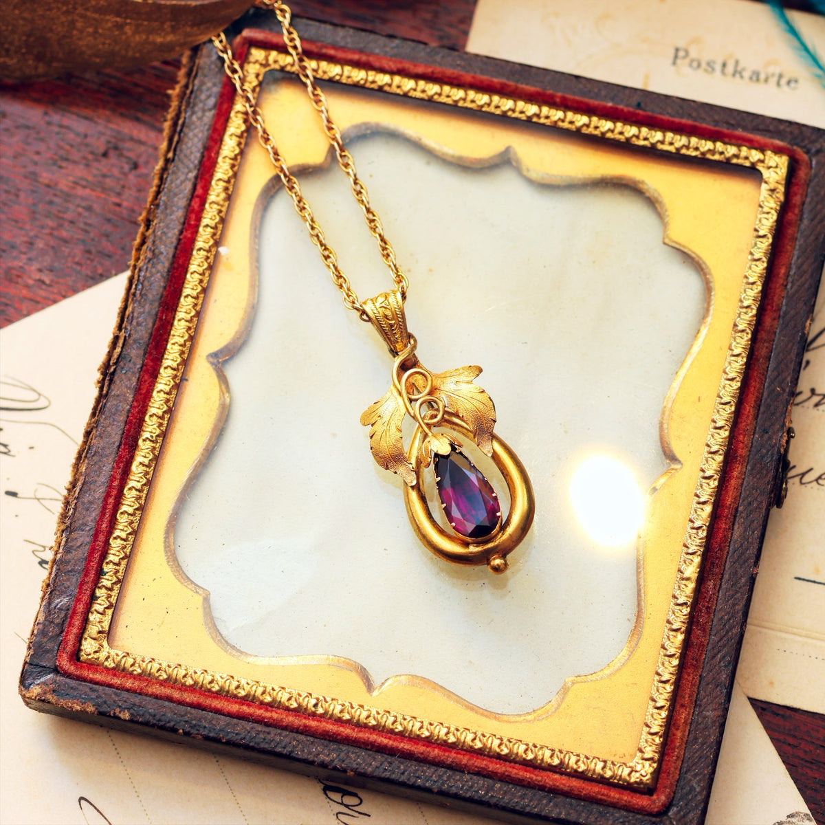 Antique Historical Revival Garnet Locket Pendant