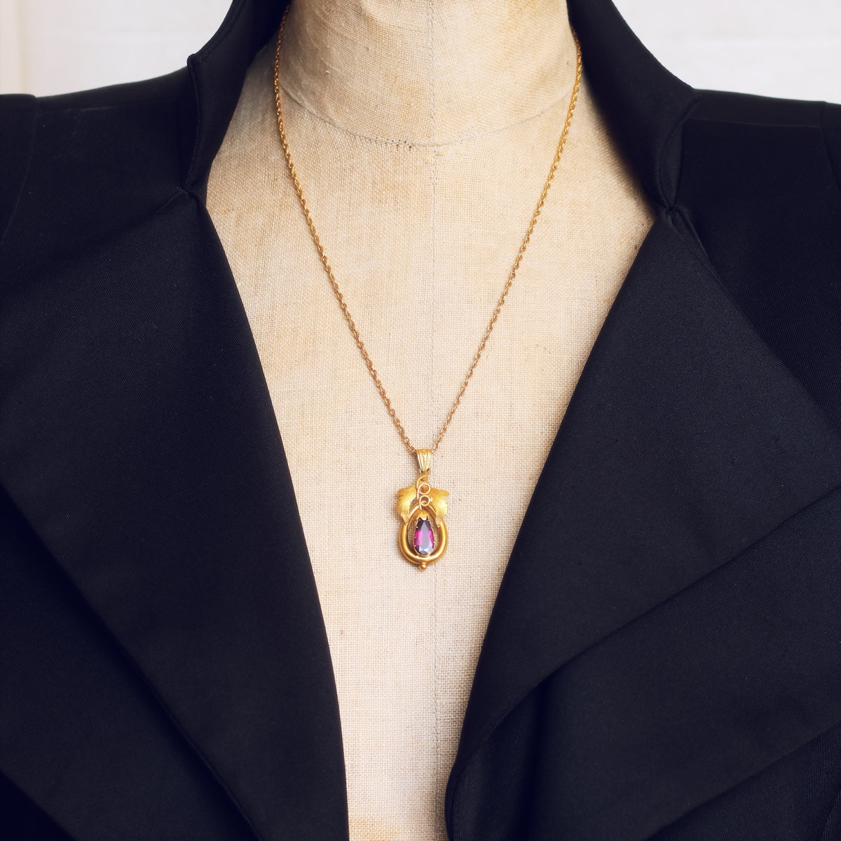 Antique Historical Revival Garnet Locket Pendant