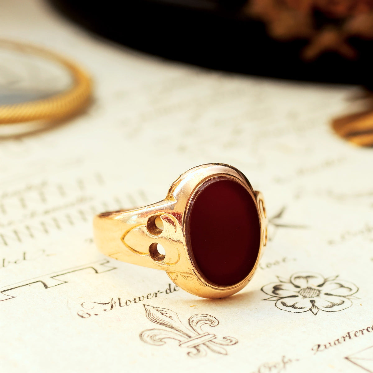 Date 1867 Carnelian 15ct Gold Signet Ring