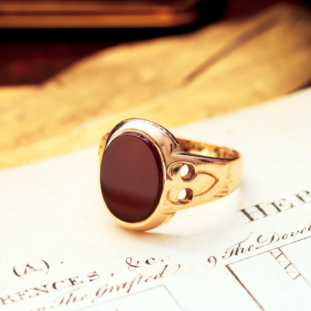 Date 1867 Carnelian 15ct Gold Signet Ring