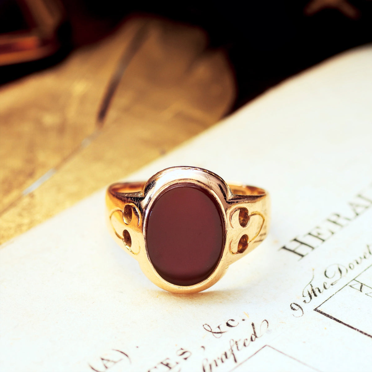 Date 1867 Carnelian 15ct Gold Signet Ring