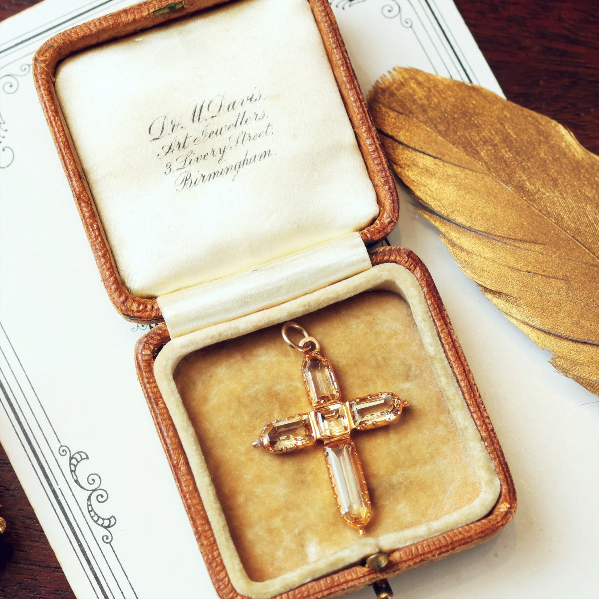 Rare and Exceptional Georgian Golden Topaz Cross Pendant