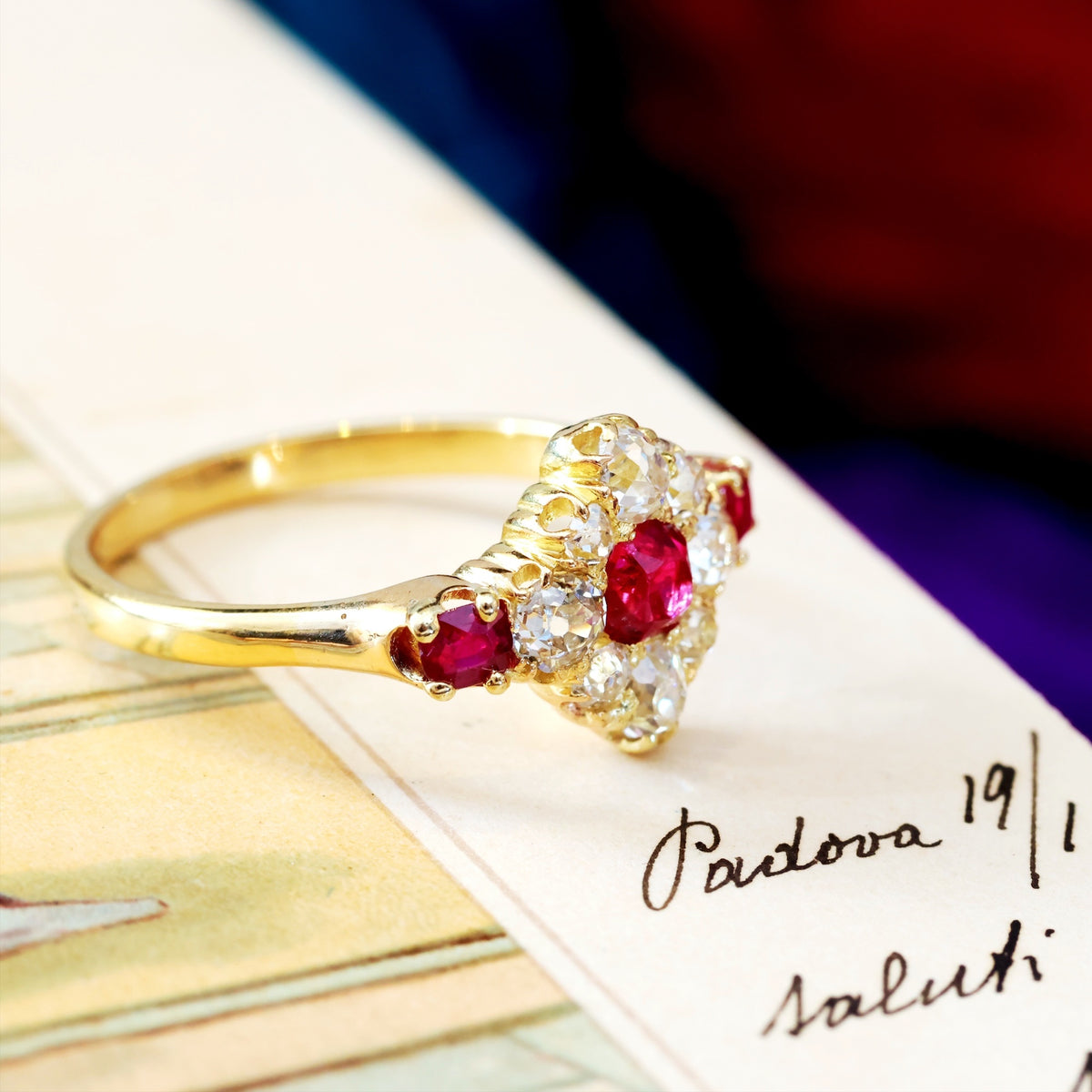 Most Special Victorian Ruby & Diamond Cluster Ring