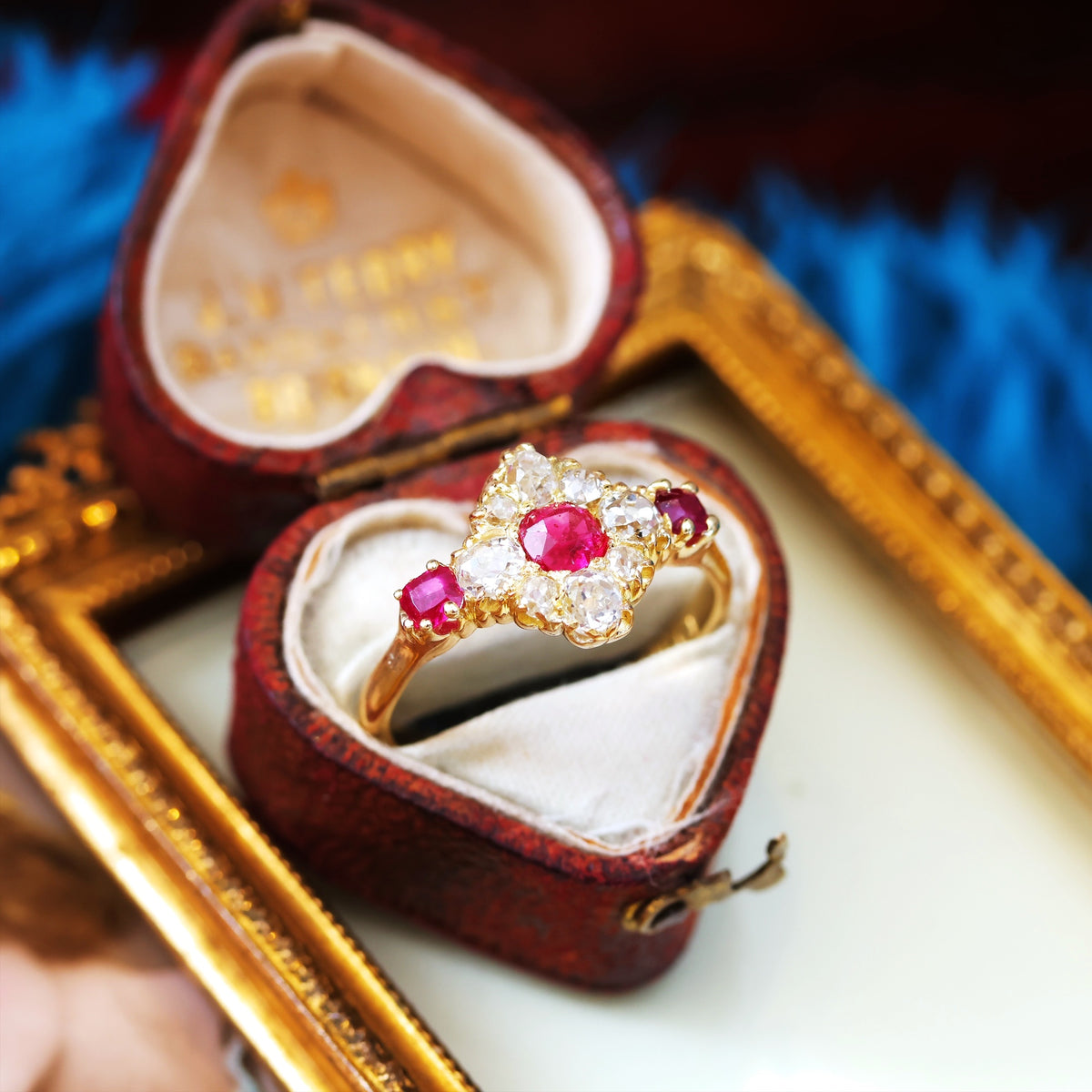 Most Special Victorian Ruby & Diamond Cluster Ring