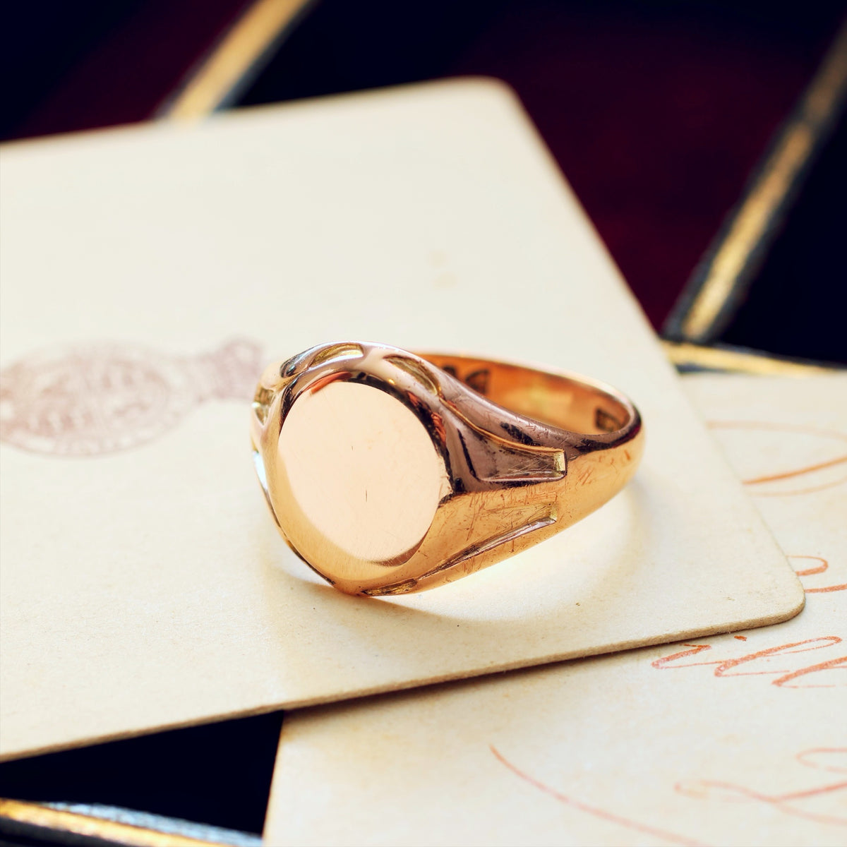 Antique Date 1911 9ct Rose Gold Signet Ring