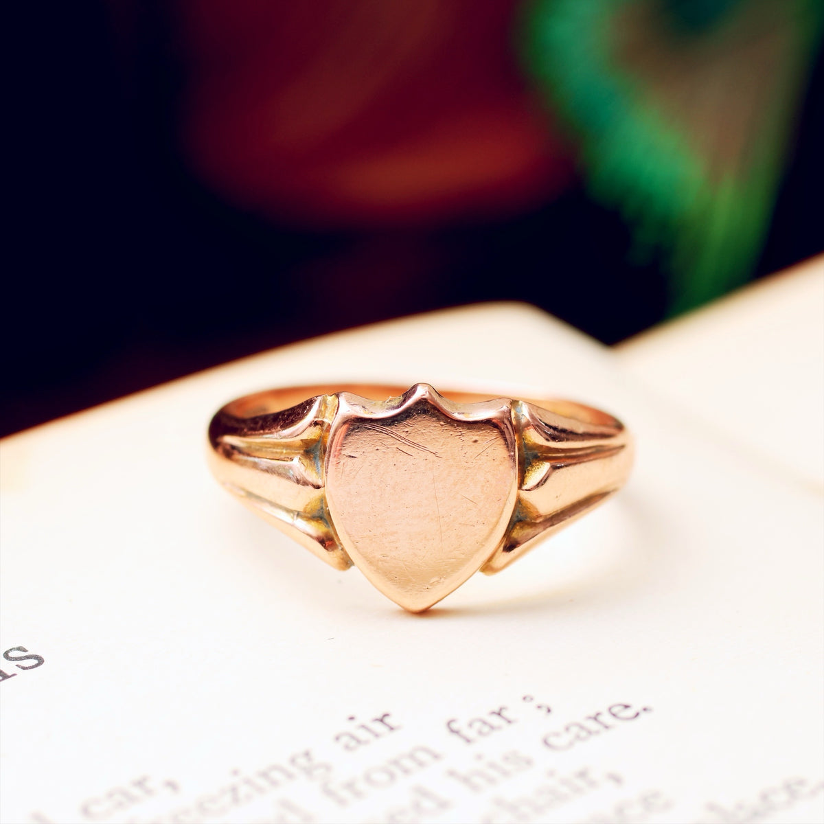 Date 1919 Rose Gold Shield Signet Ring