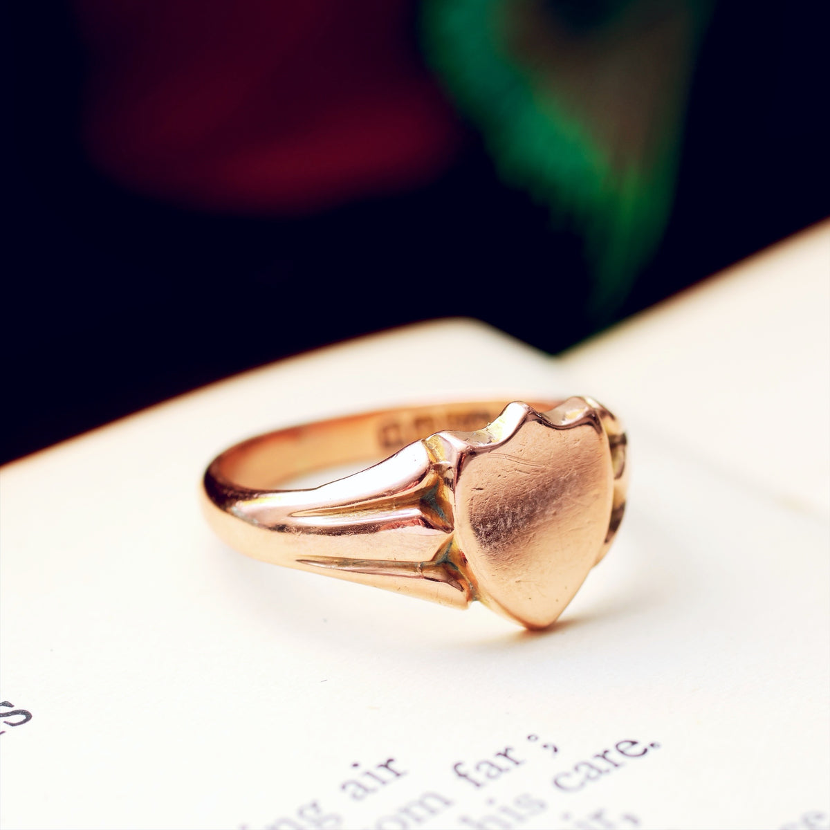 Date 1919 Rose Gold Shield Signet Ring