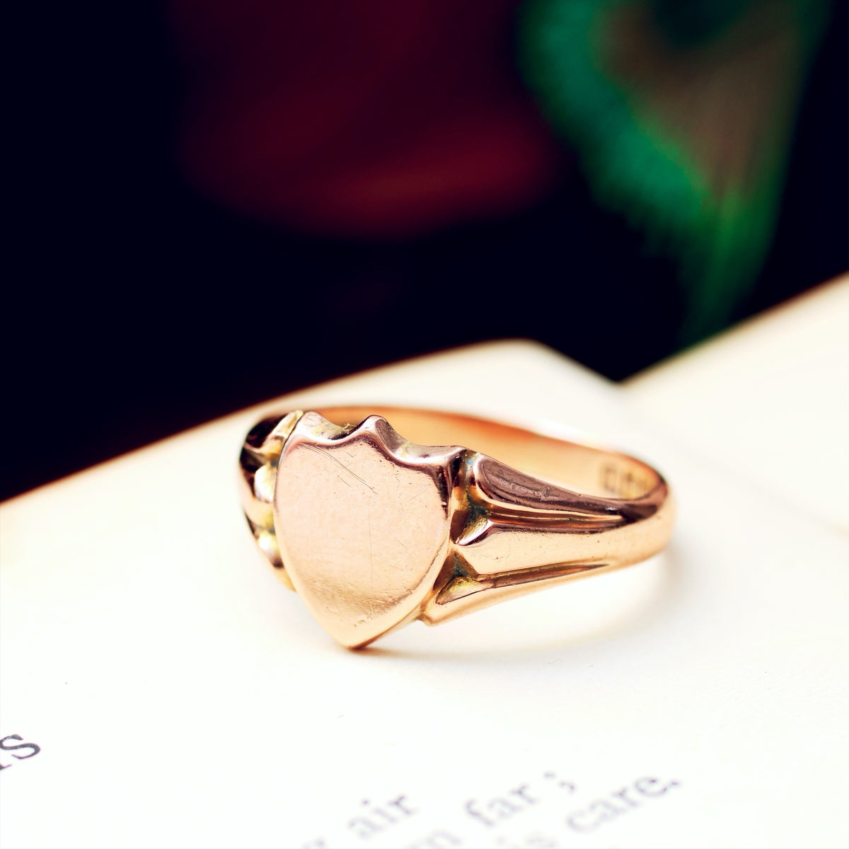 Date 1919 Rose Gold Shield Signet Ring