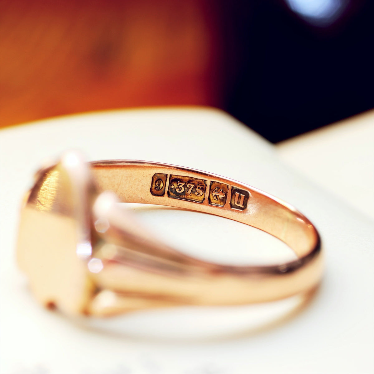 Date 1919 Rose Gold Shield Signet Ring